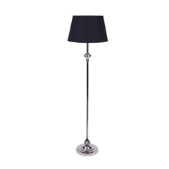 Royal Silver Nickel Aluminium Floor Lamp Standing 5ft Height with Black Lampshade 16 inches