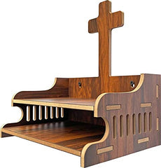 Elegant Wooden Christian Temple with Church Cutout | Compact Wall Mount Prayer Altar