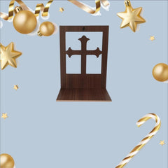 Minimalist Wooden Christian Altar Shelf | Wall Mounted Prayer Nook with Decorative Cross