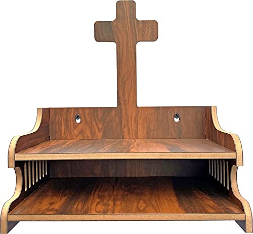 Elegant Wooden Christian Temple with Church Cutout | Compact Wall Mount Prayer Altar