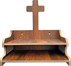 Elegant Wooden Christian Temple with Church Cutout | Compact Wall Mount Prayer Altar