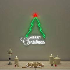 Elegant Wooden Christian Shrine + Merry Christmas  + Neon Sign & Home Decor Combo Offer