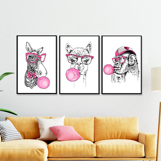 Perky Bubble Gum Animal Wall Frame Set of 3