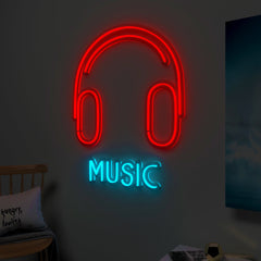 "Music" Headphone Neon LED Light