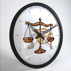 Law Scale Wooden Wall Clock for Lawyer's Office