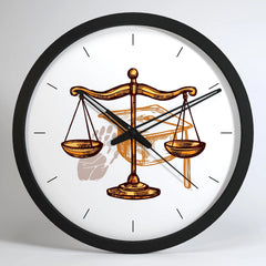 Law Scale Wooden Wall Clock for Lawyer's Office