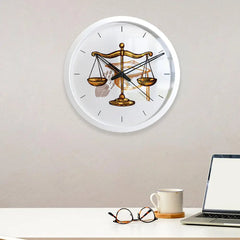 Law Scale Wooden Wall Clock for Lawyer's Office