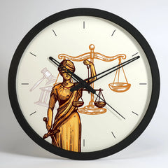 Goddess of Justice Wooden Wall Clock for Lawyer