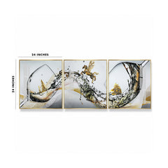 Premium Abstract Painting Set | Gold Winged Horse and Water Splash Art (Set of 3)