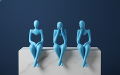 Abstract Blue Thinker Men Statues (Set of 3) - Modern Aesthetic Figurine Decor