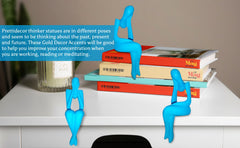 Abstract Blue Thinker Men Statues (Set of 3) - Modern Aesthetic Figurine Decor