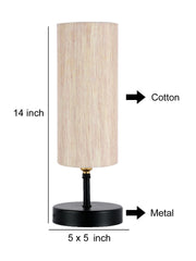 Wood Table Lamp with Off-white Cotton Shade (ACAP04)