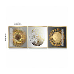 Premium Gold Abstract Painting Set | Textured Circle Art (Honeycomb, Splatter, Swirl)
