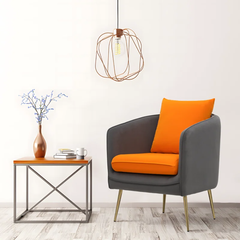 Grey & Orange Lamb Accent Chair