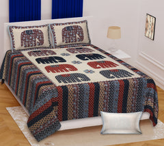 Traditional Barmeri Elephant Print Double Bed Sheet