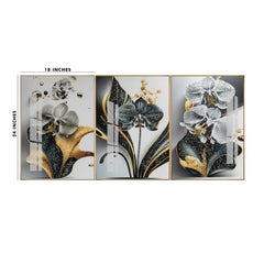 Premium Acrylic Floral Painting Set | Modern Black and Gold Orchid Decor