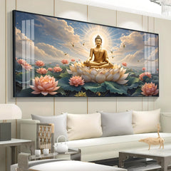 Meditating Buddha Art, Lotus Pond Painting