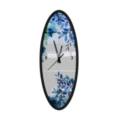 Blue Floral Dreams Wooden Oval Wall Clock