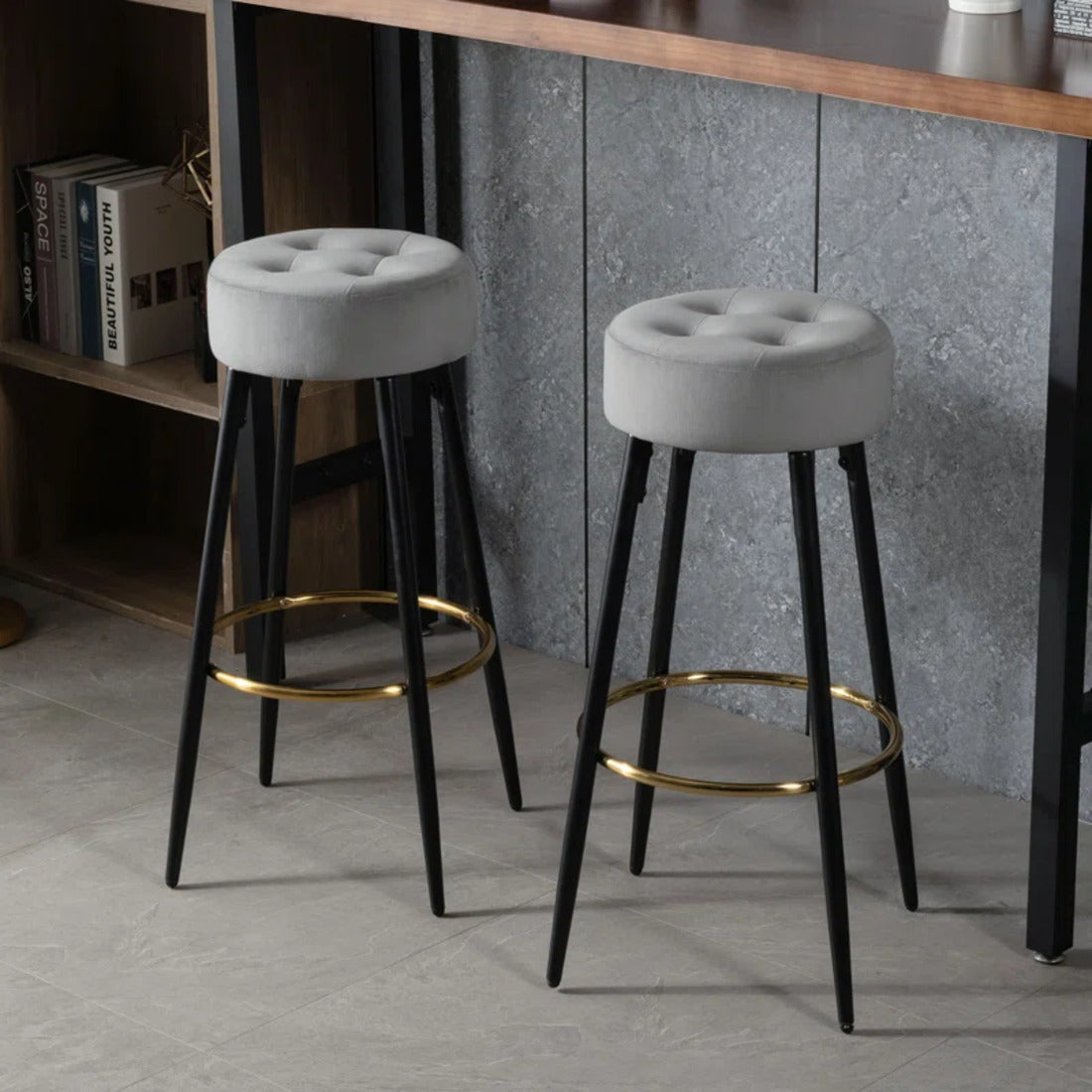 Grey Color Ceazar Counter Stool