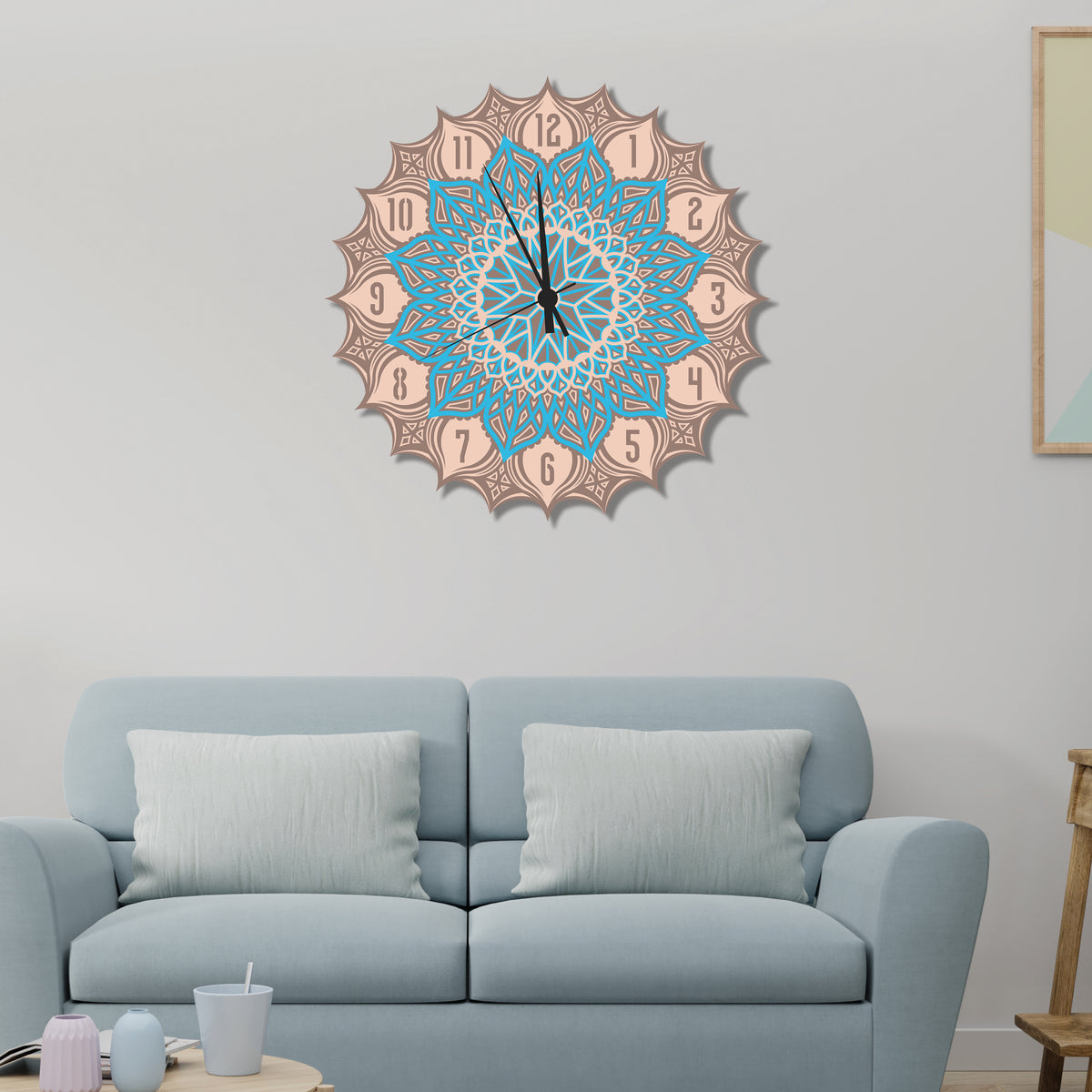 Modern Design Mandala Multi-Layer Wooden Wall Clock