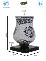 Mosaic Glass Table Lamp with wood Square Black Base (NM01)