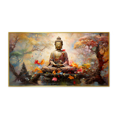 Gautama buddha meditating in stunning place Canvas Paintings