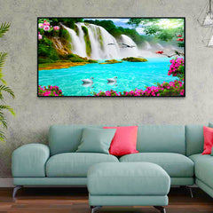 Beautiful Vastu Waterfall Landscape Nature Scenery Wall Paintings & Arts