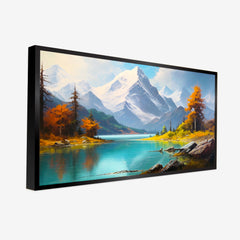 Beautiful Panoramic Design Mountains with Lake Scenery Wall Paintings & Arts