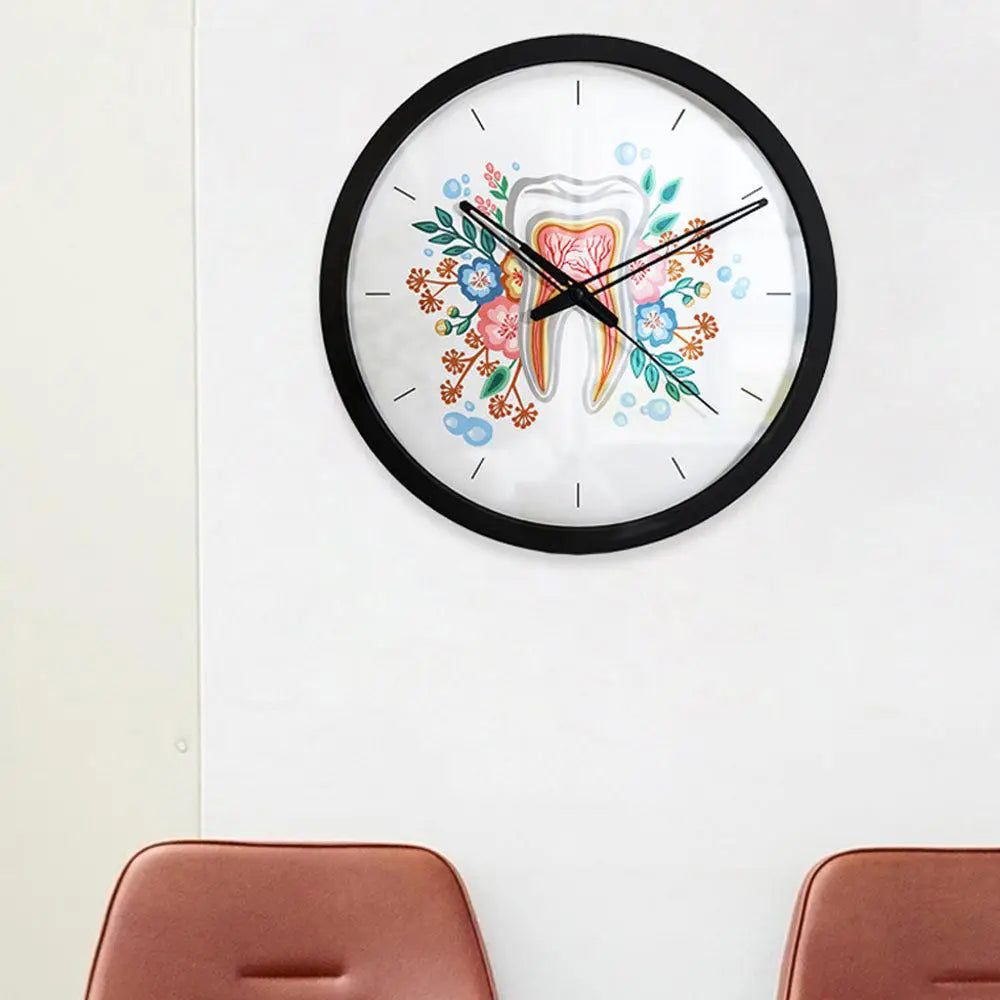 Floral Healthy Tooth Dentist Office Wall Clock