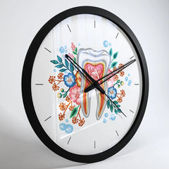 Floral Healthy Tooth Dentist Office Wall Clock