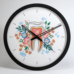 Floral Healthy Tooth Dentist Office Wall Clock