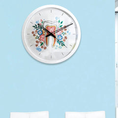 Floral Healthy Tooth Dentist Office Wall Clock