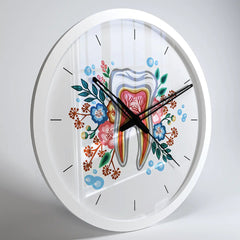 Floral Healthy Tooth Dentist Office Wall Clock