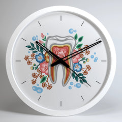 Floral Healthy Tooth Dentist Office Wall Clock