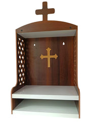 Elegant Wooden Christian Temple | Engineered Wood Altar with Church Cutout