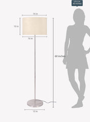 Floor Lamp Standing Modern Silver 5ft Height with Off White Drum Lampshade 16 inches