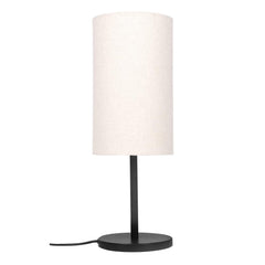 Bedroom Table Lamp Black Sleek 19 inches Height with Off White Cylinder Lampshade