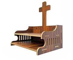 Elegant Wooden Christian Temple with Church Cutout | Compact Wall Mount Prayer Altar