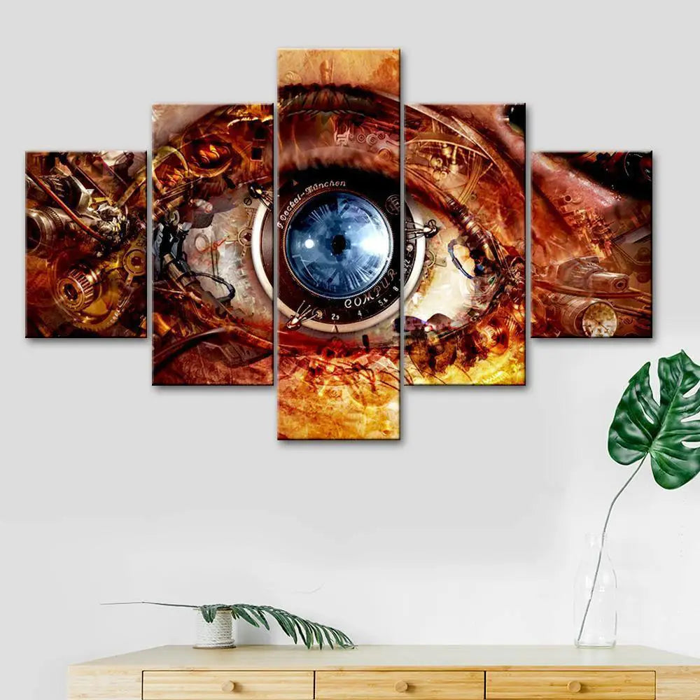 Beautiful Mechanical Eyes 5 Pieces Canvas Print Wall Painting