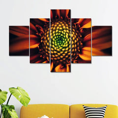 Beautiful Macro Shot Sunflower 5 Pieces Canvas Print Wall Painting