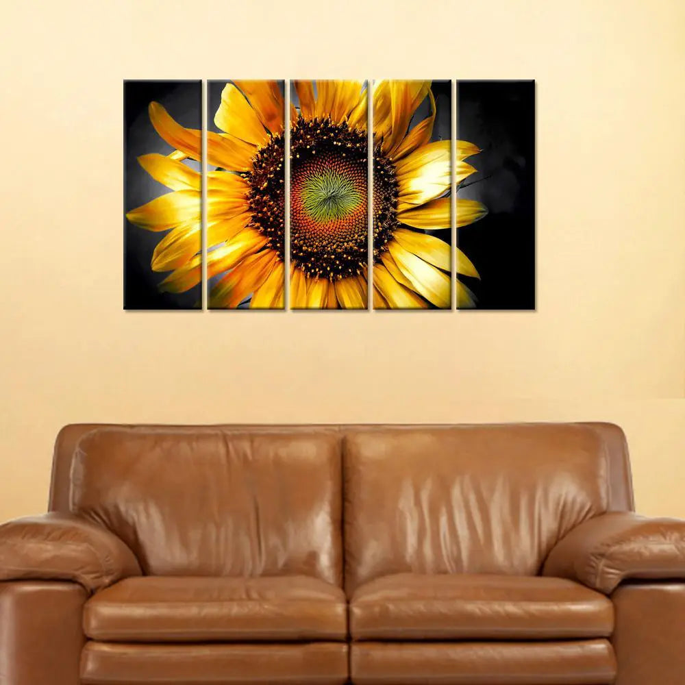 Beautiful Sunflower Painting Canvas Printed 5 Pieces Wall Hanging