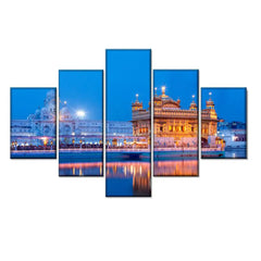 Golden Temple Wooden Framed 5 Pieces Canvas Wall Painting