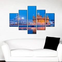 Golden Temple Wooden Framed 5 Pieces Canvas Wall Painting
