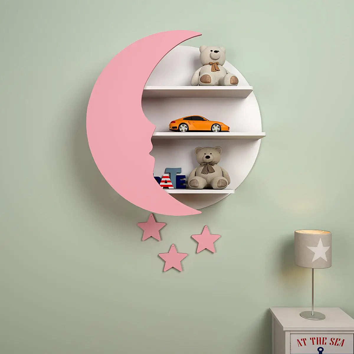 Moon Shape Kids Wall Storage Shelves