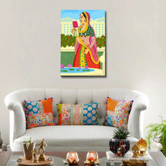 Rajasthani Madhubani Painting /  Canvas Print  Stretched on Wood Bars 61 x 41cm