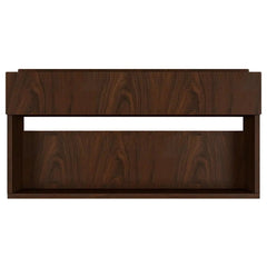 Modish Backlit MDF Bar Wall Shelf / Mini Bar Cabinet in Walnut Finish