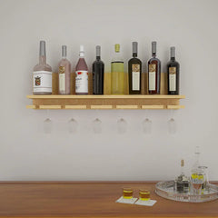 Aesthetic Backlit MDF Bar Wall Shelf / Mini Bar Cabinet (Light Oak FInish)