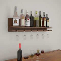 Aesthetic Backlit MDF Bar Wall Shelf / Mini Bar Cabinet (Walnut Finish)