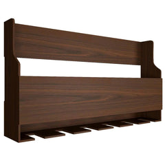 Spacious Backlit MDF Bar Wall Shelf / Mini Bar Cabinet in Walnut Finish