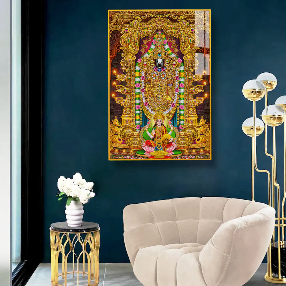 Lord Tirupati Balaji And Goddess Lakshmi Acrylic Wall Paintings & Arts Clearance Sale